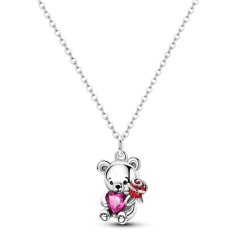 S925 Necklace For Women Silver Blue Crystal Shell Pearl Pendant Necklace Fine Anniversary Birthday All-match Jewelry Gifts
