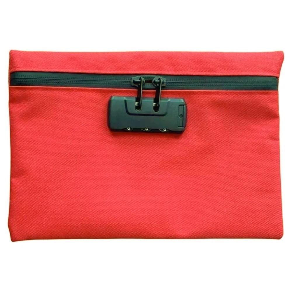 Zip Closure Money Bag with Lock Combination Lock Security Document Bag Camping