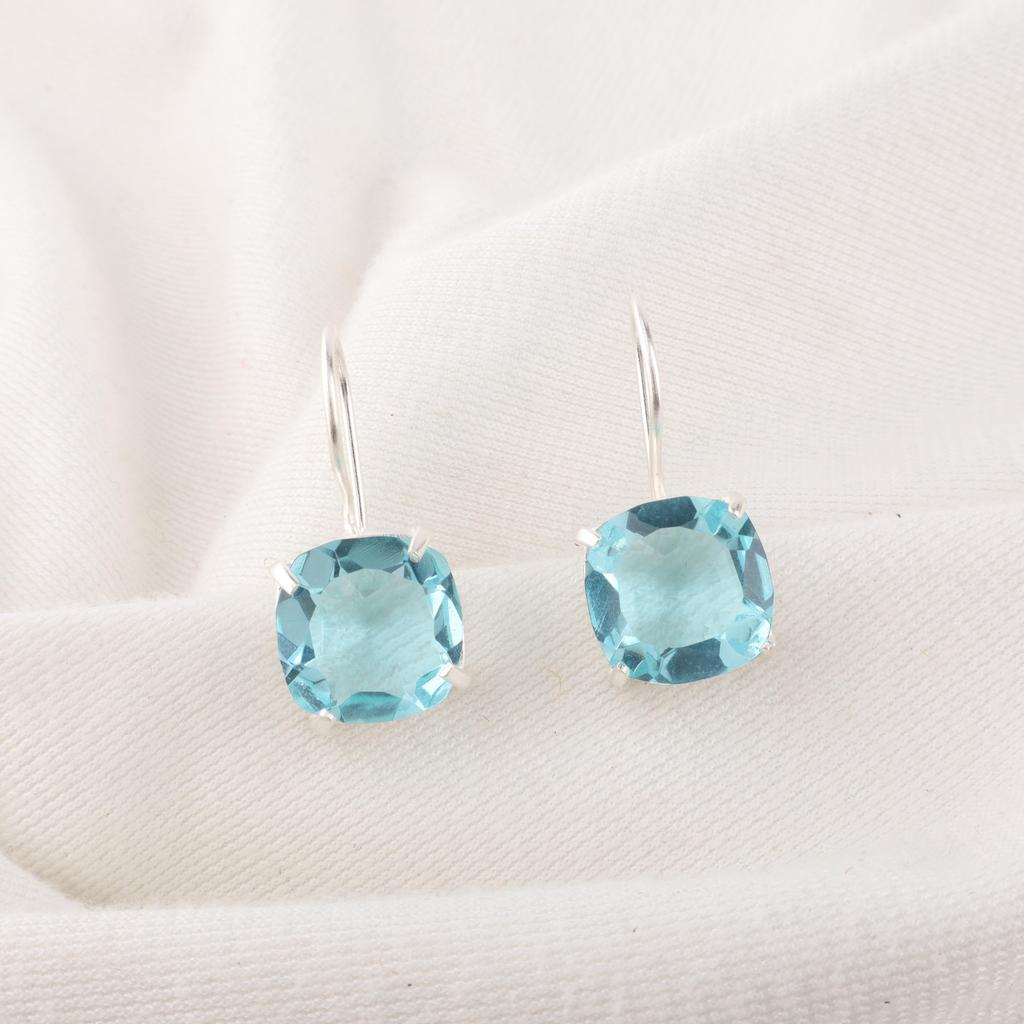 Серьги с драгоценным камнем Голубой Топаз, Роскошные украшения ручной работы, Украшения из серебра 925 пробы, Богемные серьги для свадебного подарка