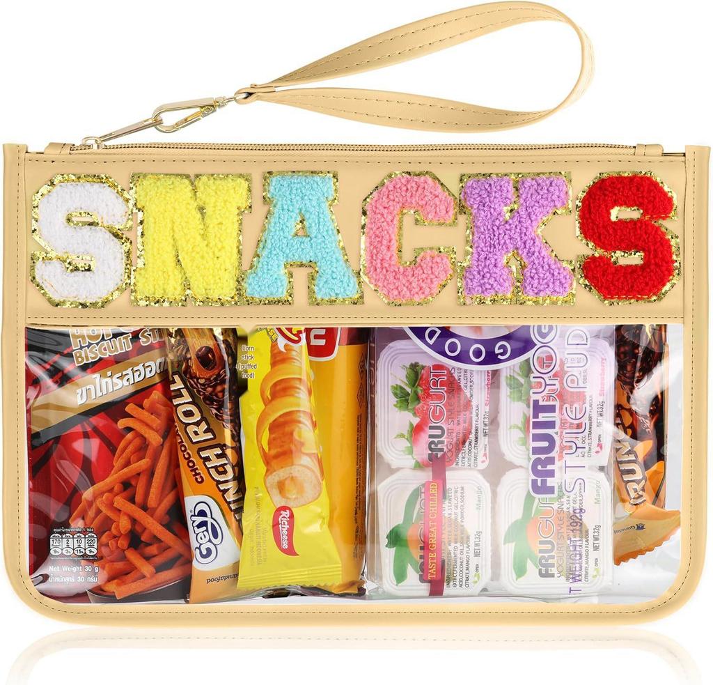 Transparent PVC Zipper Snack Bag with Embroidered Letters - Portable PU Waterproof Makeup and Toiletry Handbag