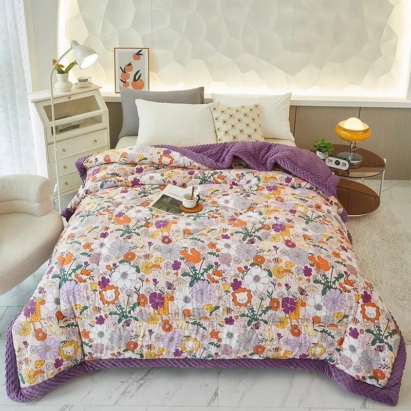 2023 New Doudou Rong Quilt Winter Thickened Children's Dormitory Single Double Quilt Core Double Sided Dual Use Winter Quilt