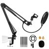 HomLead Microphone Arm, Microphone Stand, Extendable Condenser Microphone Stand, for Live Commentary, Streaming, Recording, Karaoke, Pop Filter, Conve