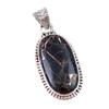 Natural Black Copper Turquoise 925 Solid Sterling Silver Gift Pendant 1.50" w3u08