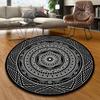 Nordic Round Printed Carpet Mandala Black Living Room Rug Coffee Table Foot Pad Bedroom Floor Mat Bay Window Fluffy Chair Mat