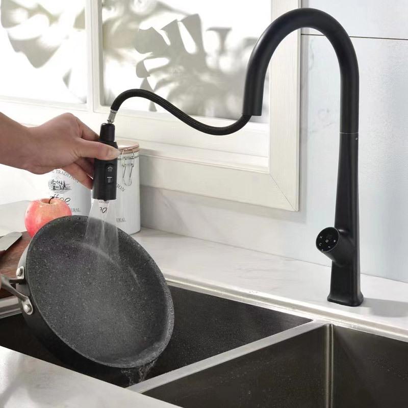 Матовый золотой кухонный смеситель с умным сенсором, цифровым дисплеем, смесителем горячей и холодной воды, инфракрасной индукцией, для кухонной мойки