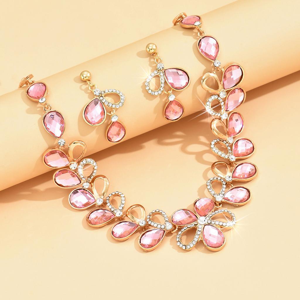 Женский набор из 3 предметов: газированная вода в форме капли, ожерелье со стразами, серьги, аксессуары для вечеринок и банкетов