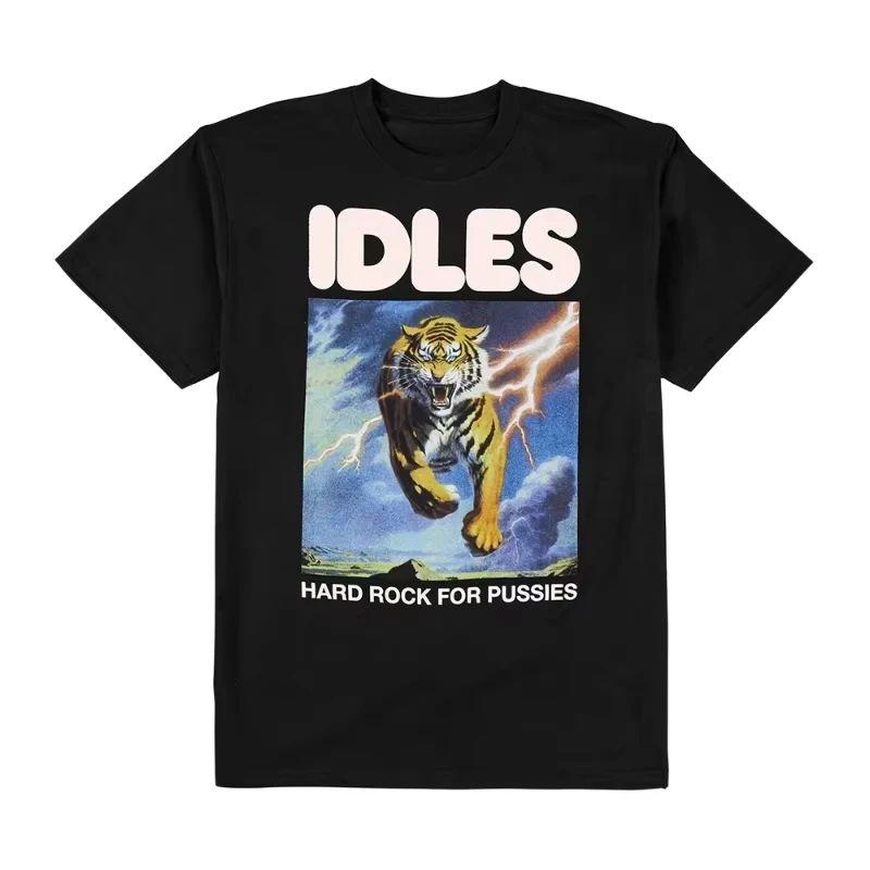 Idles Band Хард-рок для слабаков Футболка Черная Графическая футболка с принтом Тигр Молния Повседневный топ с коротким рукавом для любителей музыки