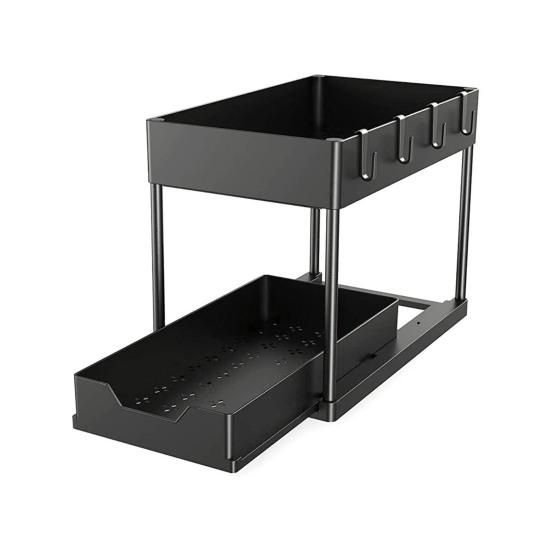 Under-Sink Organizer Bathroom Storage Rack Strong Load-bearing Rustproof Easy To Install 2 Tier Cabinet Organizer Shelf