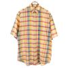 Check Pattern Short Sleeve Button Down Shirt M Yellow Men's Used