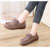 New Leather Korean Version Versatile Lace Up Sponge Cake Autumn Thick Sole Height Increasing Lightweight Sloping Heel Casual Women's Single Shoes