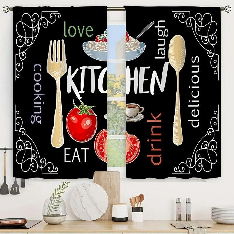 2 панели фермерский дом винтажные кухонные шторы короткие маленькие черно-белые деревенские ретро деревенские стержни карманные шторы кафе занавески