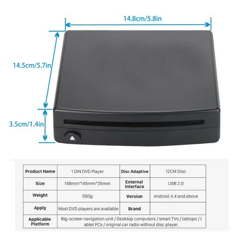 Car Radio DVD Player Disk Box External Stereo Interface USB Connection Laptop Navigation Multimedia MP5 Player Universal