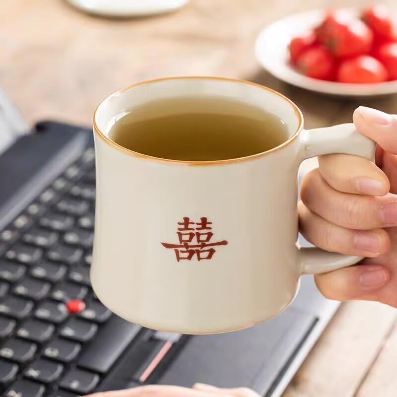 Ru Kiln Shuangxi Tea Cup Ceramic Chinese High-End Personal Office Water Cup With Lid