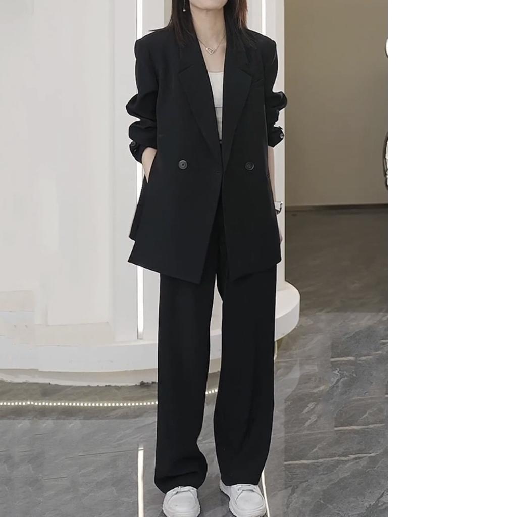 Весенне-осенний костюм, пиджак, женский, больших размеров, женские широкие брюки, свободный костюм