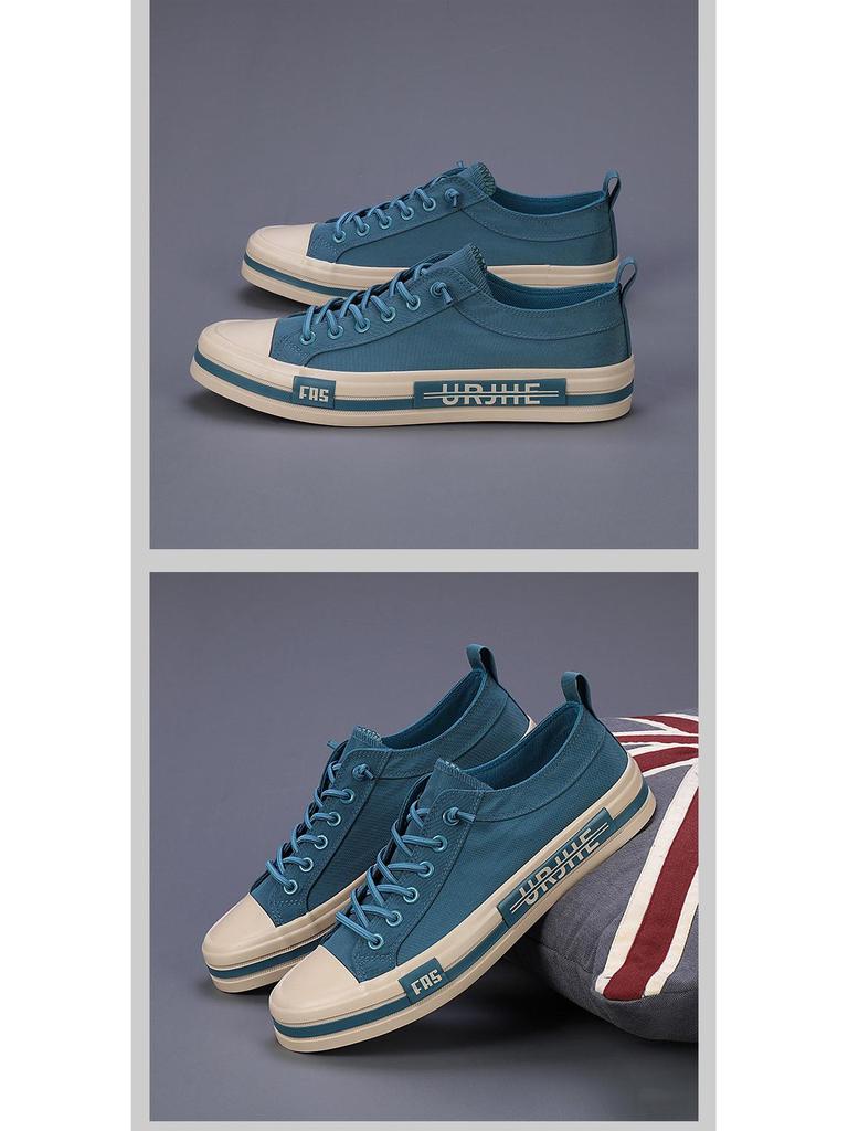 2025 Summer Men's Low-Top Color Block Canvas Slip-On Skate Shoes