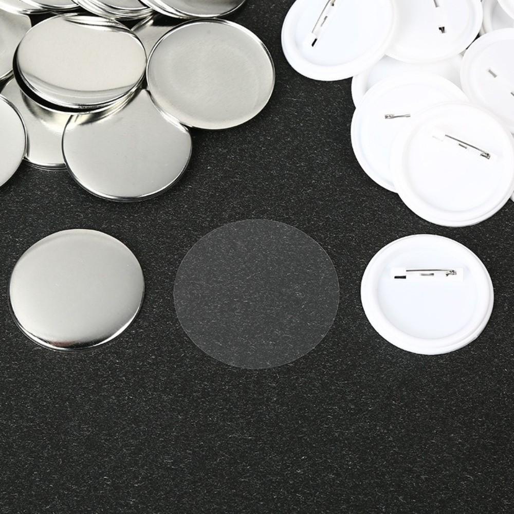 100pcs 25/58mm Metal Brooch Clasps DIY Art Crafts Blank Round Pin Badge Plastic/Iron Hand Press Pin Disk Pad Button Maker