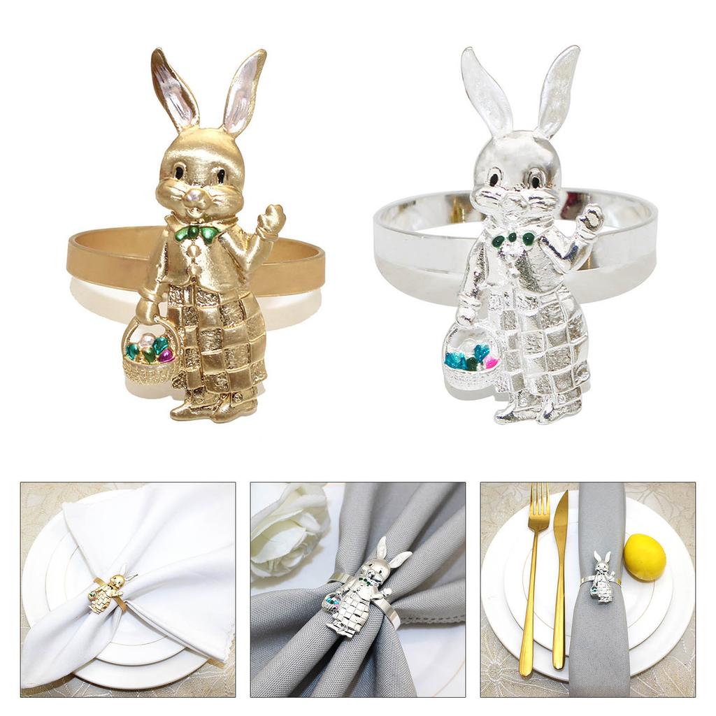 Set Of 6 Lovely Rabbit Napkin Rings Buckles Distinctive Easter Rabbit Napkin Rings For Stylish Table Decorations