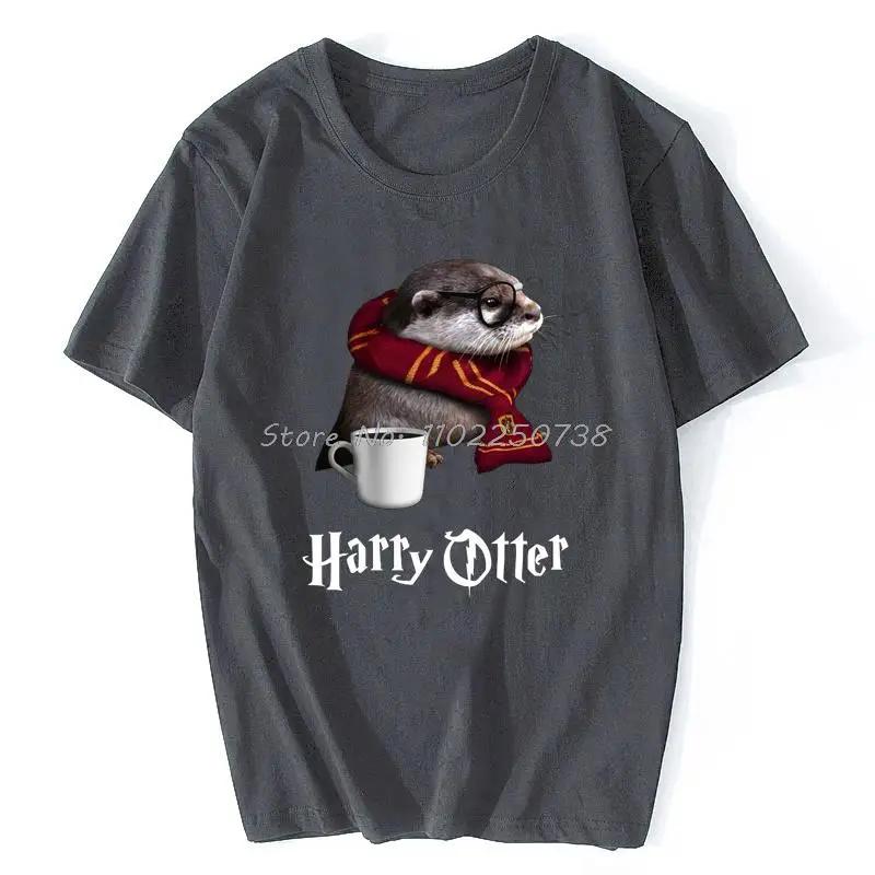 Men's Funny Otter Print T-Shirt 100% Cotton Shirt Casual Oversized Otter Lovers Trendy Fashion 2024 Graphic T Shirts