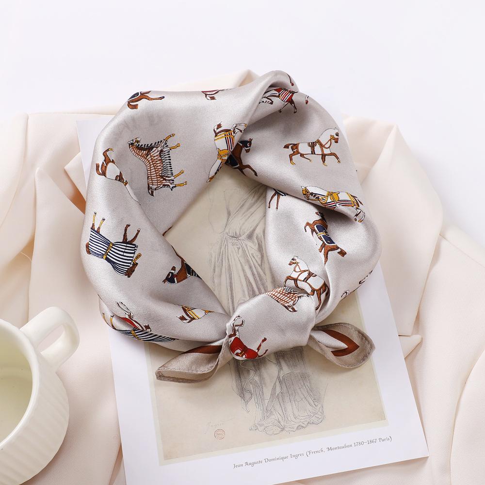Spring And Summer Satin Long Scarf For Women Sunscreen Shawl Fashionable Beauty Scene Satin Long Scarf Versatile Travel Scarf