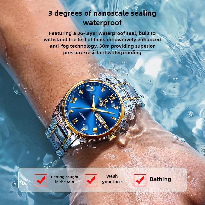 New Hot Sale Mens Rotundity Watch Fashion Waterproof Wristwatch Men Stainless Steel Watch Strap Luminous Calendar Quartz Watch