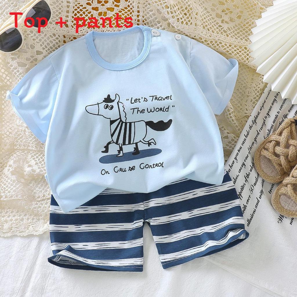 Childrens Summer Cartoon Hoodie And Shorts Set With Soft Cotton For Kids