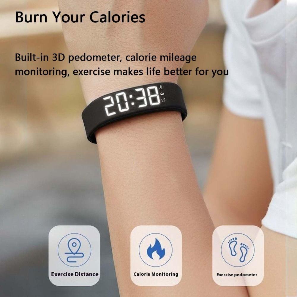 LED Digital Alarm Clock Watch with Calorie Counter Vibrating Alarm Bracelet  for Students