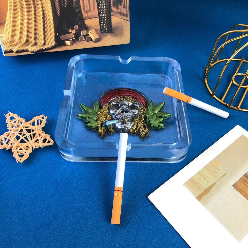 Форма для пепельницы в виде черепа и листа, легко моющаяся силиконовая форма для литья, форма для ручной работы, офисный аксессуар для DIY-энтузиастов