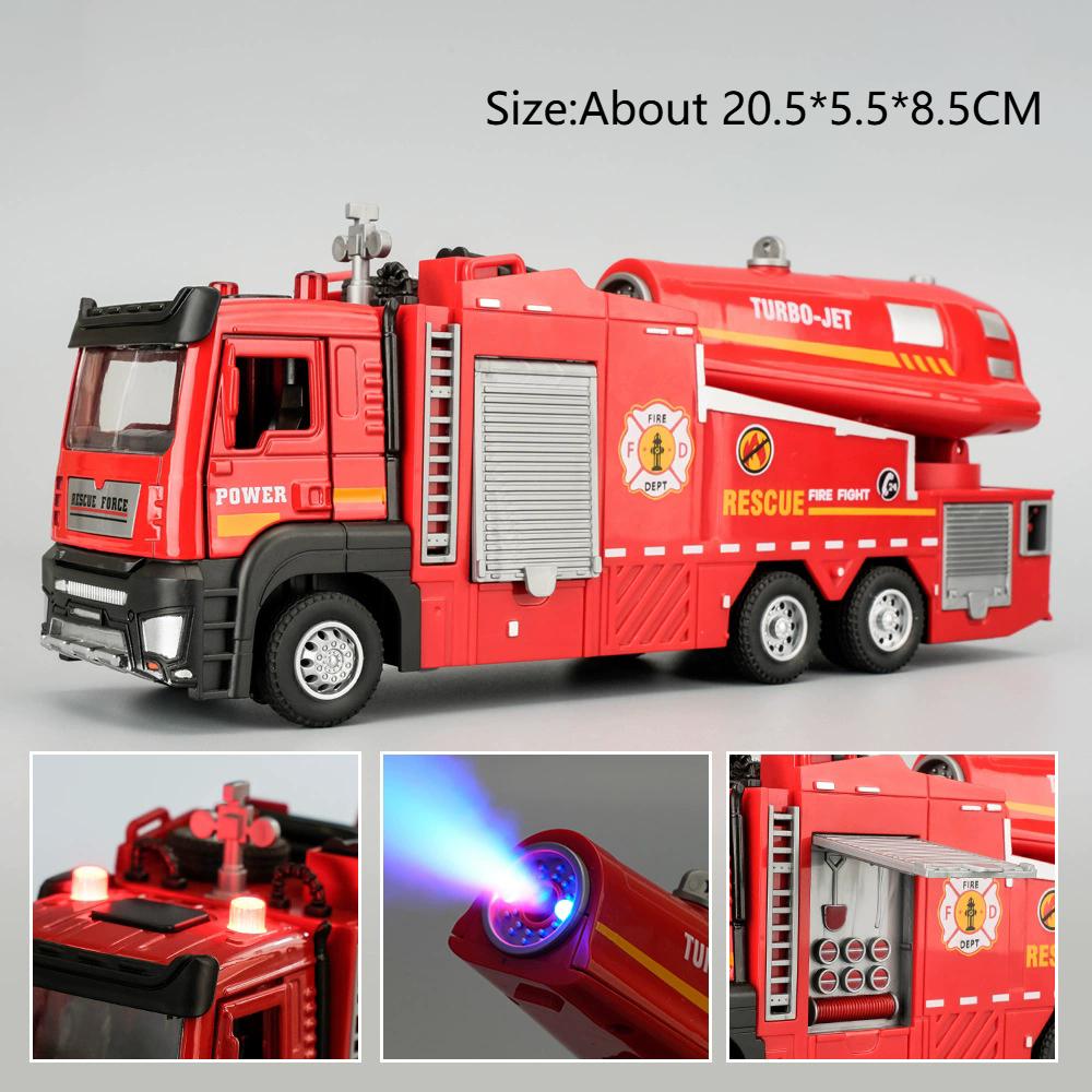 1:32 Electric Vacuum Cleaner Car Fire Truck Model Toy Music Light Pull Back Alloy Engineering Vehicle Models Gifts for Child