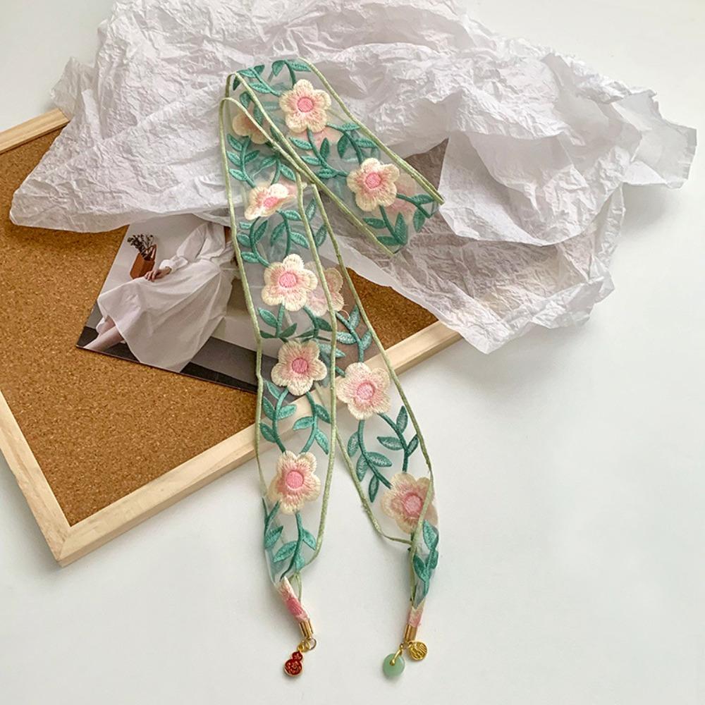 Sweet Embroidered Lace Scarf Printed Narrow Long Scarves Retro Floral Scarf  Wedding