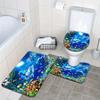 3pcs Underwater World Series Colorful Jellyfish Dolphin Pattern Bathroom Mat Set Toilet Seat Cover U-Shaped Foot Pad