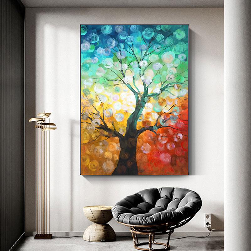 Colorful Abstract Flower Tree Landscape Poster and Prints, Canvas Painting, Wall Art for Living Room, Home Decor