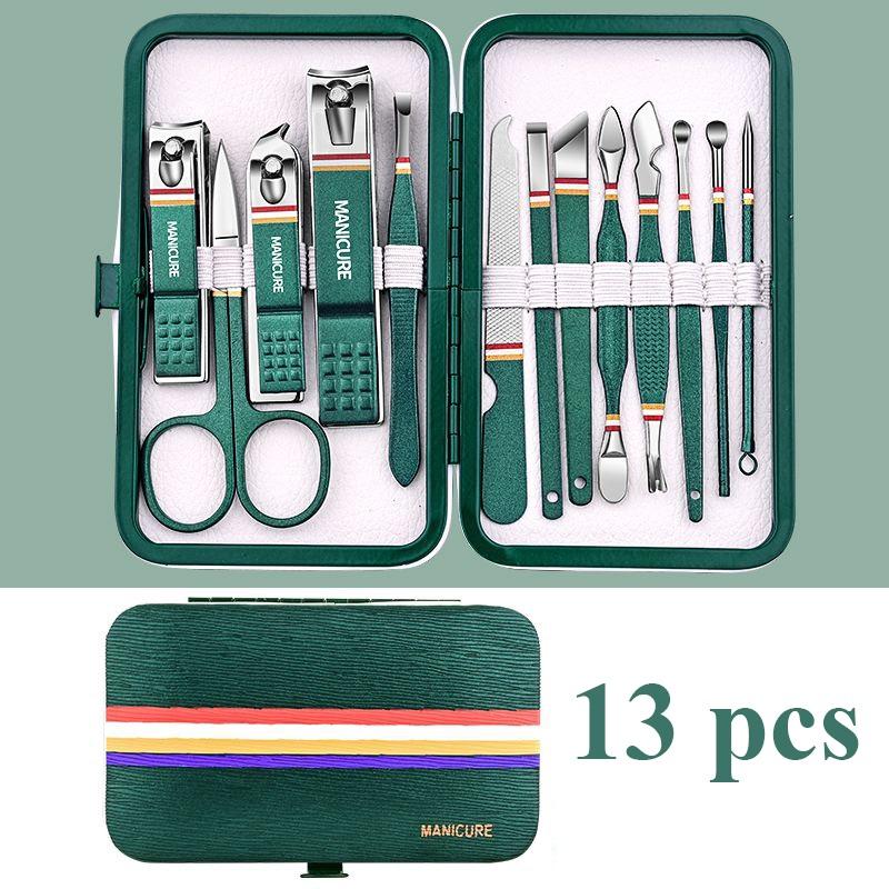 9-19pcs/set Nail Clippers Set Stainless Steel Nail Clippers Set Folding Bag Manicure Set Scissors Makeup Beauty Tools