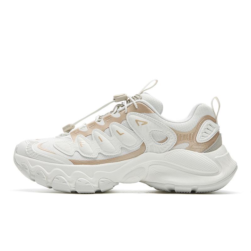 Fila TRUFFLE Амортизирующие Устойчивые к истиранию Легкие Увеличивающие рост Низкие Массивные Кроссовки Женские Белый Золотой F12W611104FSF