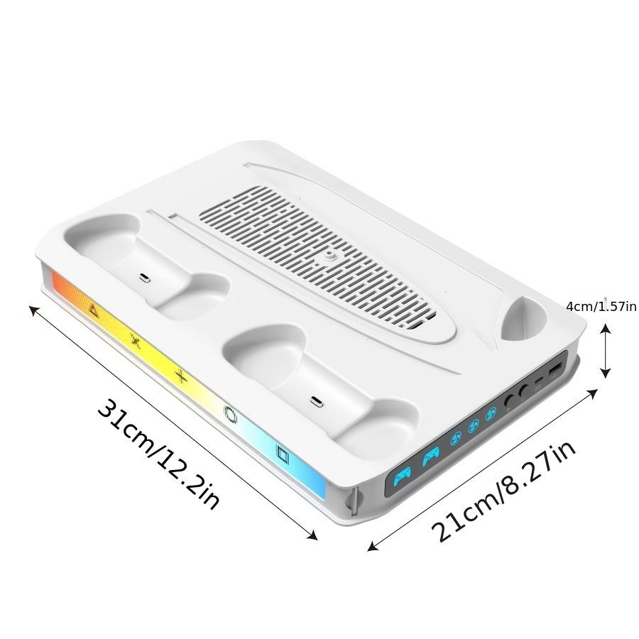 Охлаждающая и зарядная подставка для консоли PS5 Slim/Pro с RGB-подсветкой и держателем для наушников