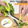 5PCS Multifunctional Muti Layers Stainless Steel Knives Multi-Layers KItchen Scissors Scallion Cutter Herb Laver Spices Cook Tool Cut