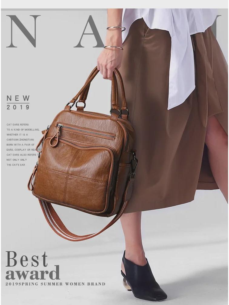 Women's 2025 Cross-Border Multifunctional Soft Leather Backpack: New Cowhide Casual Ladies Bag