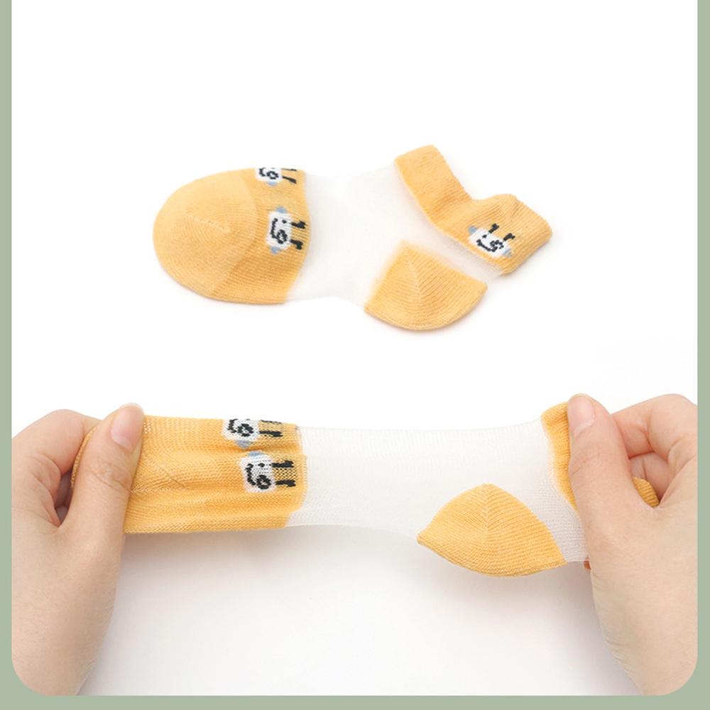 4 Pairs Baby Ice Silk Mesh Socks Ultra Thin Hollow Breathable Cotton Ankle Socks A-Class Soft Elastic Infant Socks for 0-5 Years Old