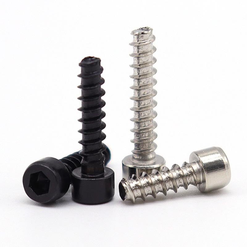 M2 M2.6 M3 M4 Black Nickel Plated Carbon Steel Hexagon Socket Head Cap Self-tapping Screw Allen Head Tapping Screws Flat Tail