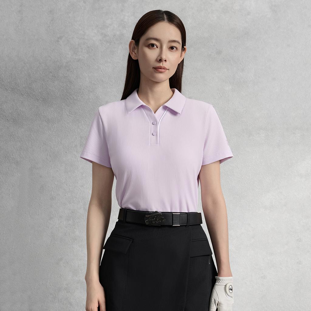 Fila Golf Series Fashion Classic Versatile Cool Breathable Comfortable Sweet Regular Short Sleeve Polo Women Tops Cloud-Purple A11W535114FVT