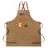 Woodworking Apron Thicken Canvas Waterproof Work Apron for Gardening Coffee Shop Light Tan