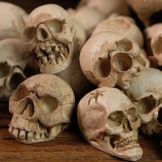 20 шт. Мини-фигурка черепа, миниатюрная, из смолы, голова скелета, настольный декор на Хэллоуин, наполнитель для вазы, игрушка-розыгрыш, реквизит для дома с привидениями