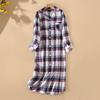 Женская ночная рубашка с принтом в виде сердца в клетку, отложным воротником, однобортная, длиной до колена, с нагрудным карманом, свободная ночная рубашка, осенняя домашняя одежда, весенняя одежда для сна