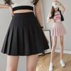 Pleated Skirt Female Elastic Waist Black Summer A- Line Skirt Small Spice Academy Skirt