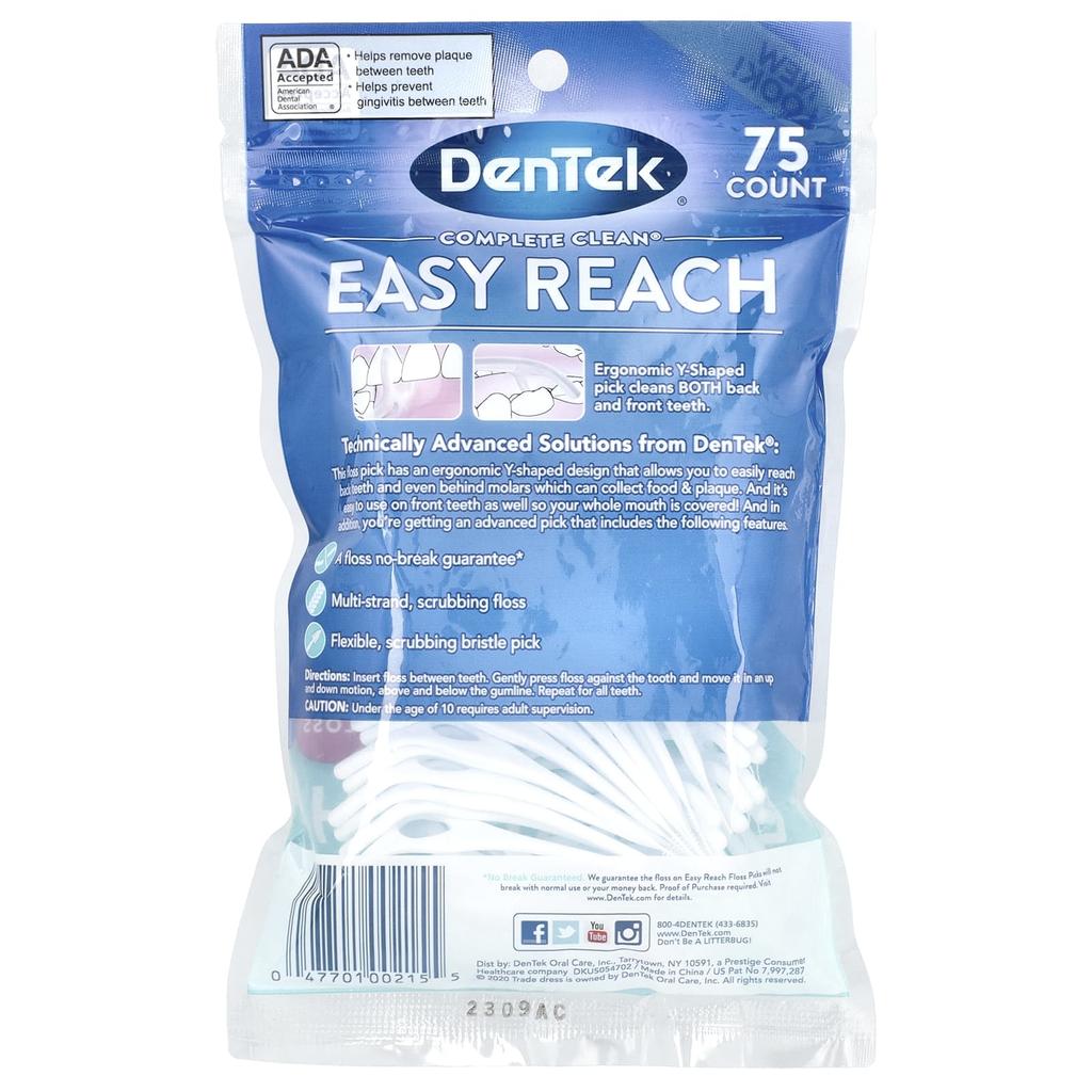 DenTek Полная очистка, одноразовая зубная нить Easy Reach, ополаскиватель для полости рта Blast, 75 одноразовых зубных нитей