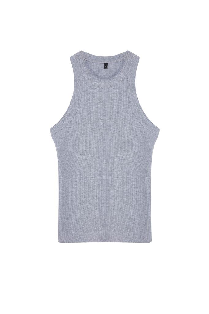 Women's Fashion Black Halter Neck Fitted Regular Length Ribbed Flexible Knitted Undershirt