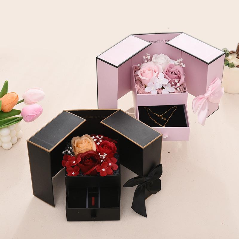 1PC Double Door Rose Gift Box Romantic Gift Packaging Box Valentine's Day Soap Flower Jewelry Packaging Box Empty Box