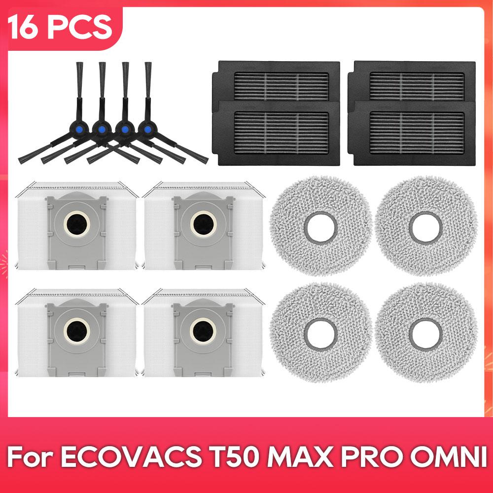 Совместимость для ( ECOVACS T50 MAX PRO OMNI ) Запасные части Аксессуары Основная боковая щетка Тряпка для швабры Мешок для пыли Hepa-фильтр