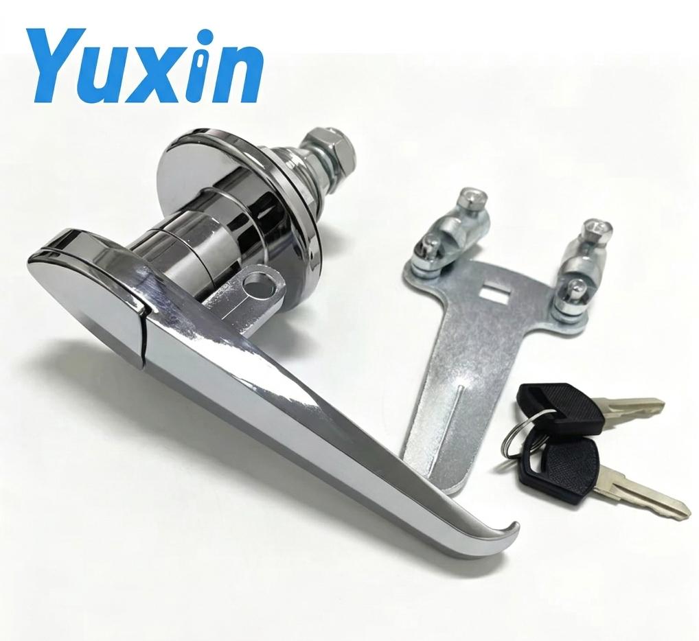 YX-MS720-1A Zinc Alloy Round Head L Handle Lock with Cover Plate Key Operated for Industrial Cabinet Electrical Distribution Box