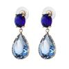 New Fashion Female Earrings 925 Sterling Silver Blue Waterdrop Zircon Earrings for Women Statement Long Earrings Jewelry Gift