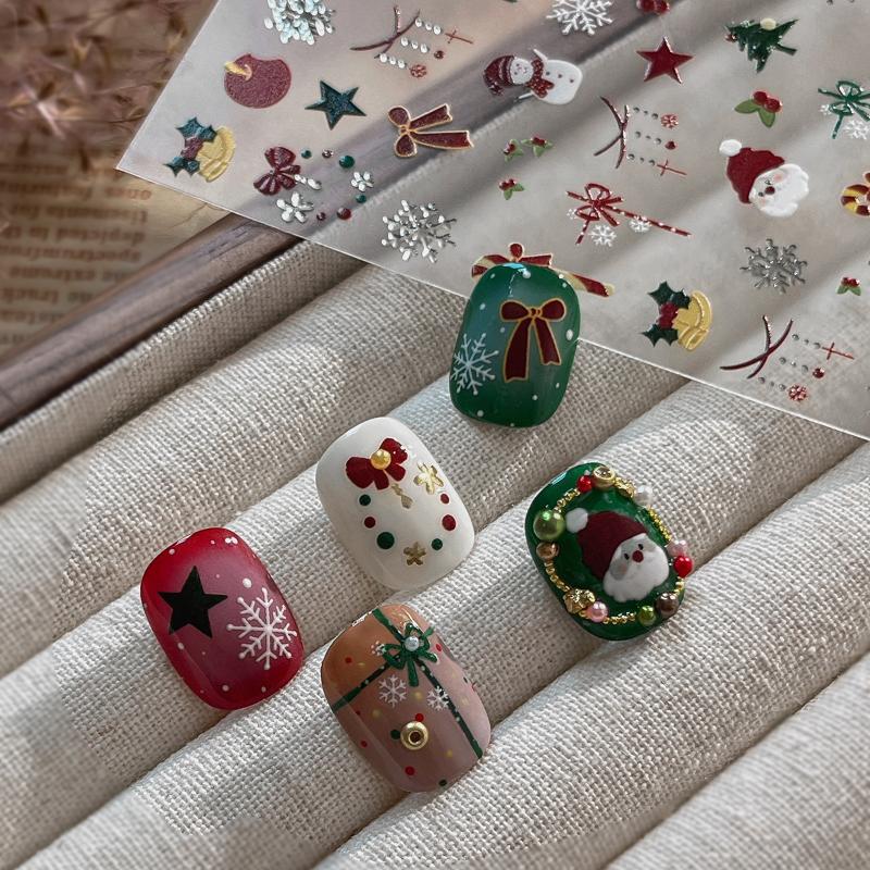 Cute Christmas Snowman Christmas Tree Santa Claus Nail Stickers Kawaii Art Stickers Diy New Year Accessories Manicure Decals